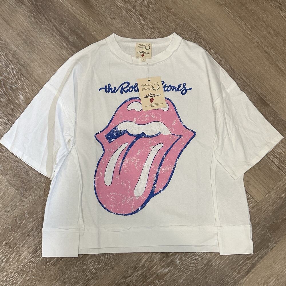 NEW Fantastic Fawn Rolling Stones Oversized Size M T-Shirt Short Sleeve Tee